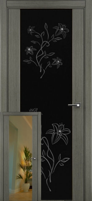 межкомнатные двери  Рада Гранд-М исполнение 2 вариант 6 Зеркало дуб серый