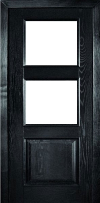 межкомнатные двери  Калинка Треви под 2 стекла чёрная