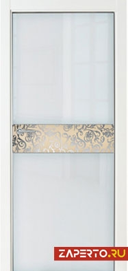 межкомнатные двери  Lucky Vetro Bianco Flori зеркальный рисунок на глянцевом фоне Crema