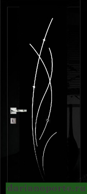 межкомнатные двери  Дариано Рондо 3 гравировка Блик-1 чёрный глянец