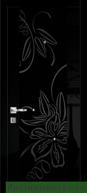 межкомнатные двери  Дариано Рондо 3 гравировка Винтаж-1 чёрный глянец