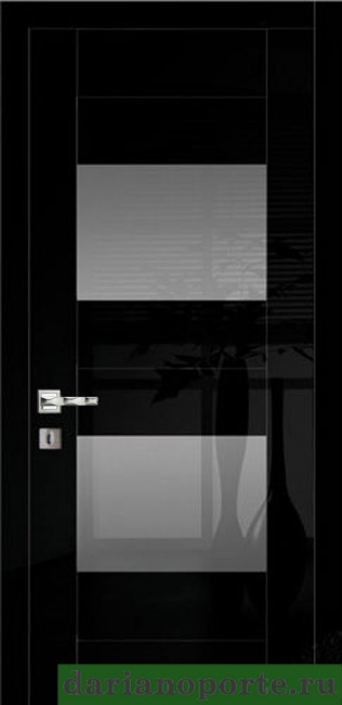 межкомнатные двери  Дариано Шотти-3 стекло белое чёрный глянец