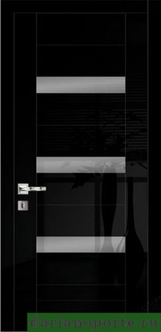 межкомнатные двери  Дариано Шотти-4 стекло белое чёрный глянец