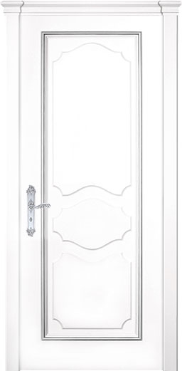 межкомнатные двери  Дариано Маркиза эмаль белая патина серебро