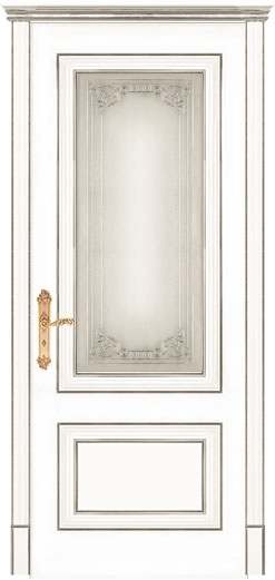 межкомнатные двери  Дариано Виченца-2 контур Виченца эмаль белая патина серебро