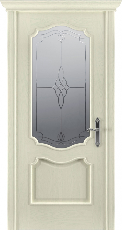 межкомнатные двери  Рада Верона вариант 1 гравировка эмаль слоновая кость