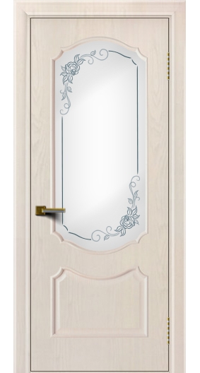 межкомнатные двери  Лайндор Богема стекло Роза 3D ясень жемчуг тон 27