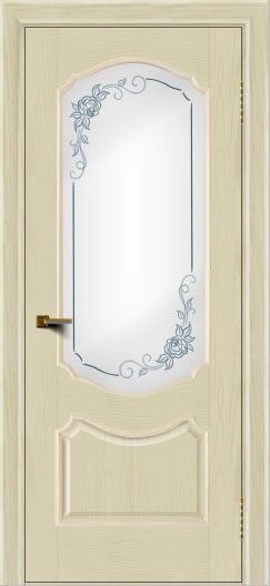 межкомнатные двери  Лайндор Богема стекло Роза 3D ясень сливки тон 34