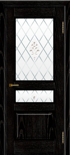 межкомнатные двери  Лайндор Калина стекло Лилия чёрная эмаль тон 26