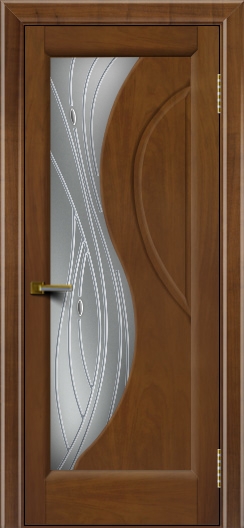 межкомнатные двери  Лайндор Прага 2 со стеклом Волна американский орех тон 23