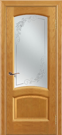 межкомнатные двери  Лайндор Анталия 2 со стеклом 3Д Роза ясень золотистый тон 24