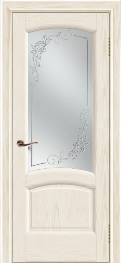 межкомнатные двери  Лайндор Анталия 2 со стеклом 3Д Роза ясень слоновая кость тон 36