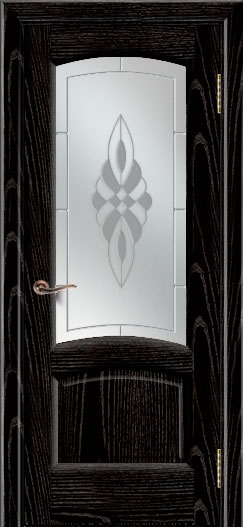 межкомнатные двери  Лайндор Анталия 2 со стеклом Византия чёрная эмаль тон 26