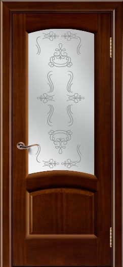 межкомнатные двери  Лайндор Анталия 2 со стеклом Пальмира красное дерево тон 10