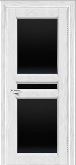 межкомнатные двери  Лайндор Кристина 2 полное стекло Чёрное ясень эмаль белая тон 38