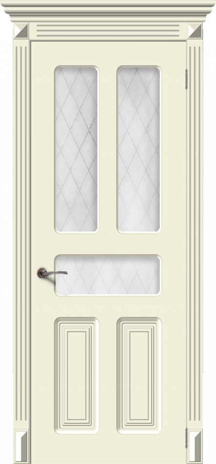 межкомнатные двери  La Porte CL005S стекло Кристалл эмаль крем