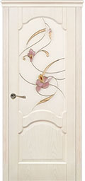 	межкомнатные двери 	La Porte New Classic 200.7 витраж Орхидея ясень карамель