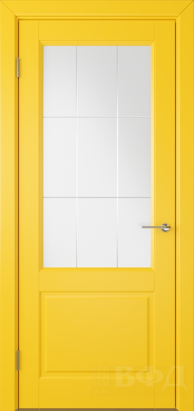 межкомнатные двери  ВФД Доррен стекло Crystal эмаль жёлтая
