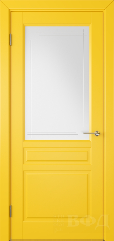 межкомнатные двери  ВФД Стокгольм стекло Crystal эмаль жёлтая