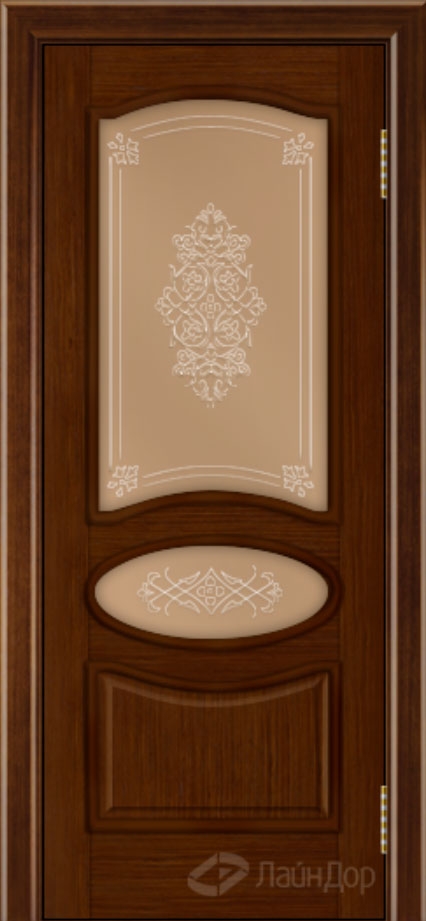 межкомнатные двери  Лайндор Оливия стекло Дамаск прозрачная наливка бронза