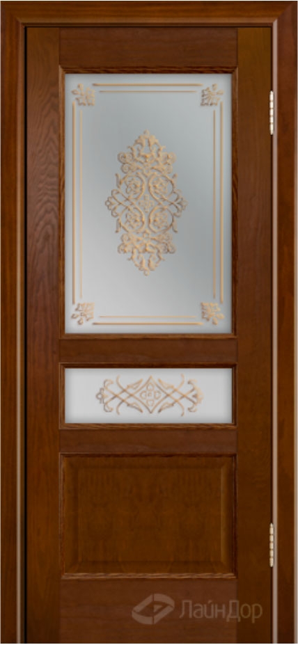 межкомнатные двери  Лайндор Калина-К стекло Дамаск золотая наливка