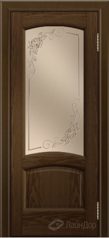 межкомнатные двери  Лайндор Анталия 2 стекло Роза 3Д бронза