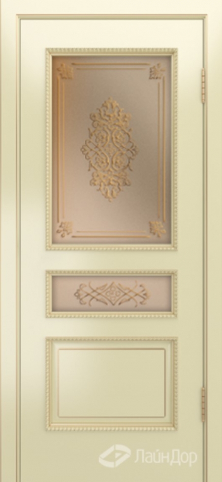 межкомнатные двери  Лайндор Калина-ПН Color стекло Дамаск золотая наливка бронза