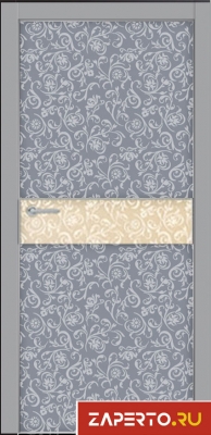 межкомнатные двери Lucky Flori Grigio вставка Flori матовый рисунок на глянцевом фоне Crema
