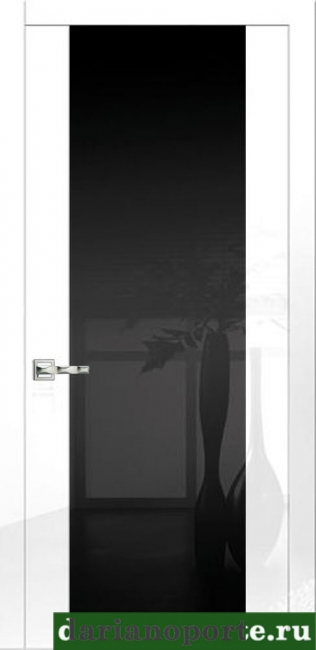 межкомнатные двери  Дариано Шотти-1 стекло чёрное кортекс белый