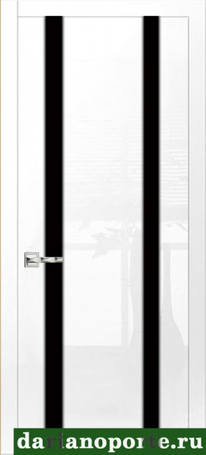межкомнатные двери  Дариано Рондо 4 чёрный триплекс белый глянец