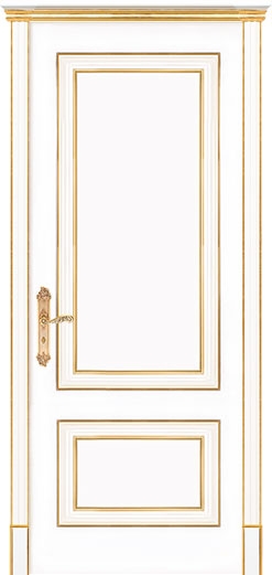 межкомнатные двери  Дариано Виченца-2 эмаль белая патина золото