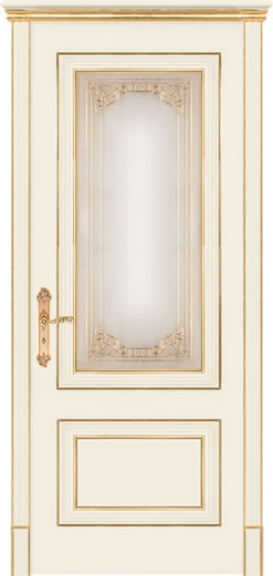межкомнатные двери  Дариано Виченца-2 контур Виченца эмаль слоновая кость патина золото