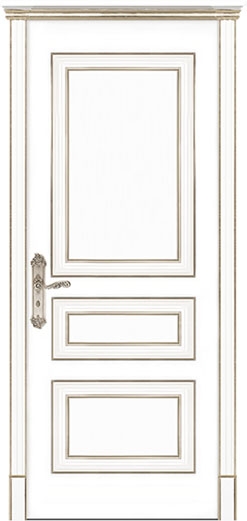 межкомнатные двери  Дариано Виченца-3 эмаль белая патина серебро