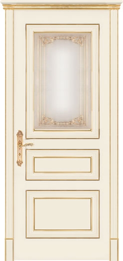 межкомнатные двери  Дариано Виченца-3 контур Виченца эмаль слоновая кость патина золото