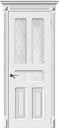 	межкомнатные двери 	La Porte CL005S стекло Кристалл эмаль белая