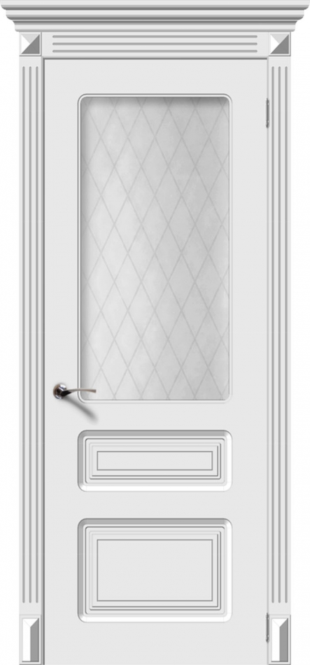 межкомнатные двери  La Porte CL008S стекло Кристалл эмаль белая
