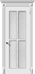 	межкомнатные двери 	La Porte CL013S стекло Кристалл эмаль белая