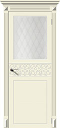 	межкомнатные двери 	La Porte CL007QS стекло Кристалл эмаль крем