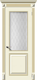 	межкомнатные двери 	La Porte CL009S стекло Кристалл эмаль крем