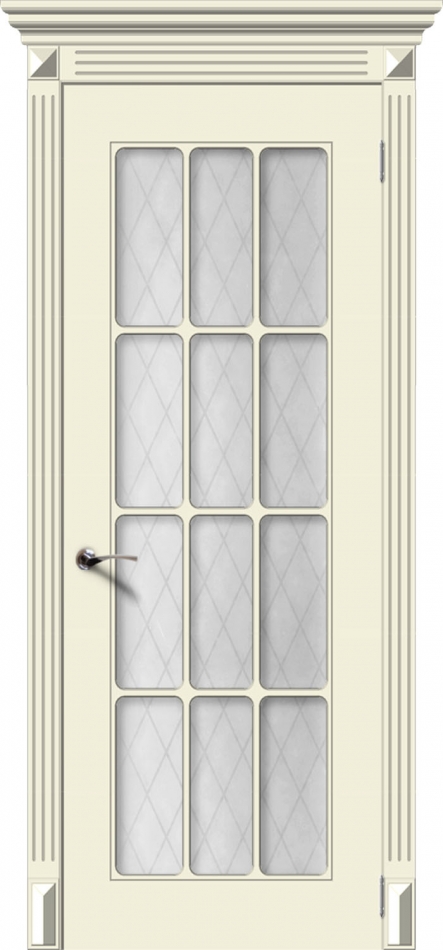 межкомнатные двери  La Porte CL011S12 стекло Кристалл эмаль крем