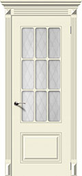 	межкомнатные двери 	La Porte CL011S9 стекло Кристалл эмаль крем