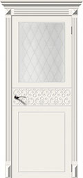 	межкомнатные двери 	La Porte CL007QS стекло Кристалл эмаль латте