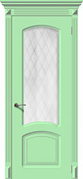 	межкомнатные двери 	La Porte CL001S стекло Кристалл эмаль фисташка