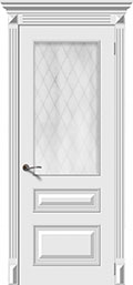 	межкомнатные двери 	La Porte B03S стекло Кристалл эмаль белая