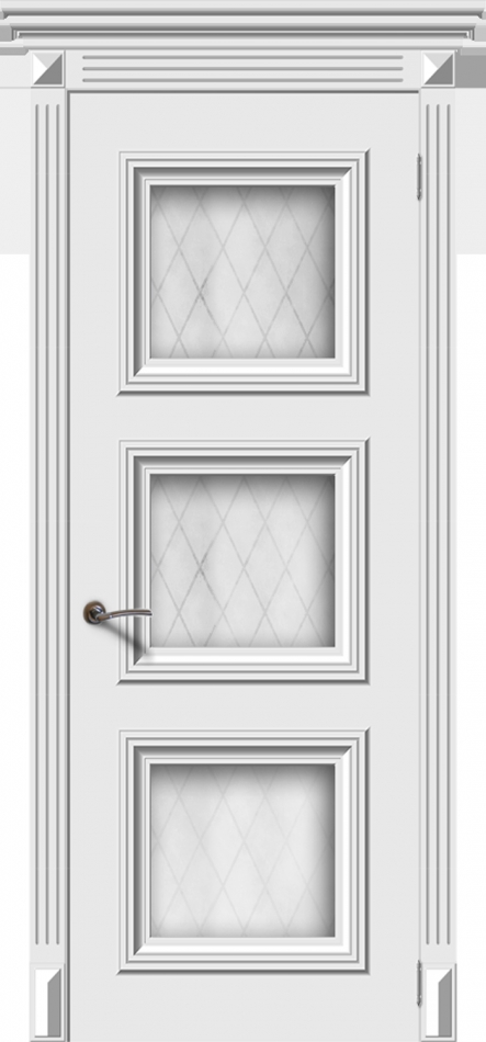 межкомнатные двери  La Porte BN06S3 стекло Кристалл эмаль белая