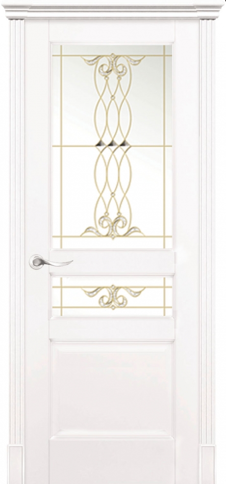 межкомнатные двери  La Porte New Classic 200.2 витраж Танго эмаль белая
