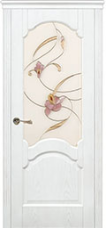 	межкомнатные двери 	La Porte New Classic 200.7 витраж Орхидея ясень бланко