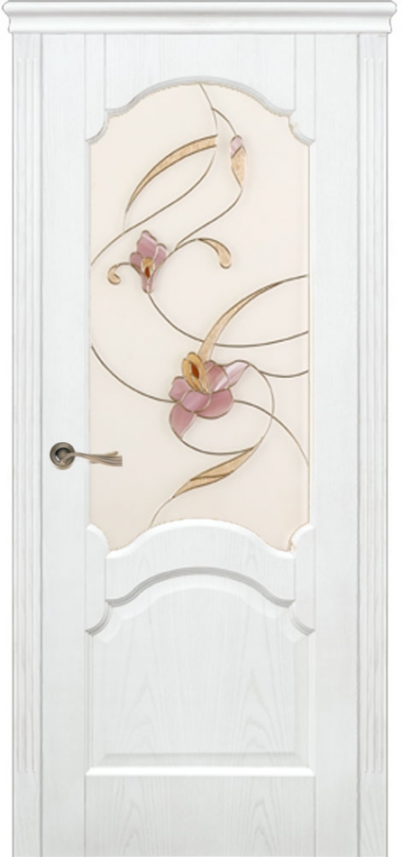 межкомнатные двери  La Porte New Classic 200.7 витраж Орхидея ясень бланко