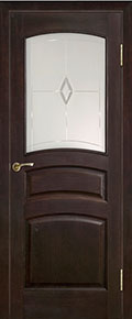 	межкомнатные двери 	Юркас Модель №16 со стеклом сосна тёмный лак