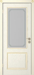 межкомнатные двери  Юркас Шервуд 3 со стеклом шпон эмаль крем